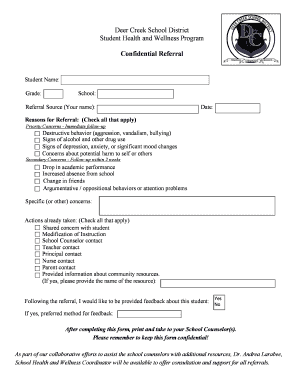 Student Health and Wellness Referral Form