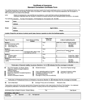 Certificate of Insurance