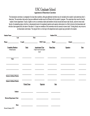 Appointment of Dissertation Committee