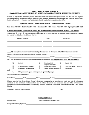Deer Creek School District Residency Verification Form