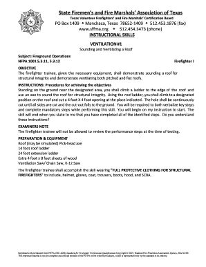 Firefighter I Ventilation Skills Assessment Form