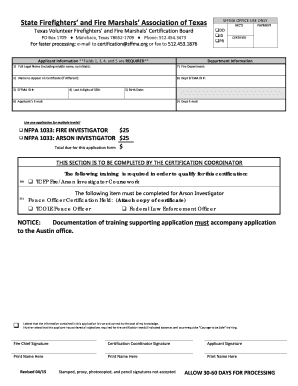 Texas Firefighter Certification Application