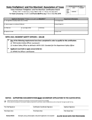 Texas Volunteer Firefighter Certification Application