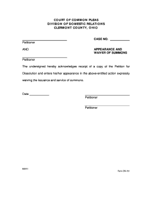 Appearance and Waiver of Summons