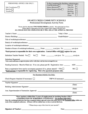 Professional Development Activity Form