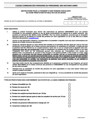 INSTRUCTIONS POUR LE PAIEMENT D’UNE PENSION D’INVALIDITÉ OU D’UNE PRESTATION PAYABLE EN CAS DE DÉCÈS
