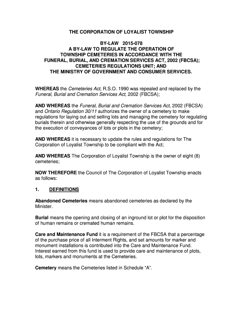 Fillable Online loyalisttownship THE CORPORATION OF LOYALIST TOWNSHIP