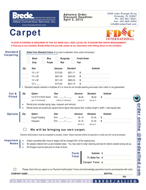Carpet Order Form
