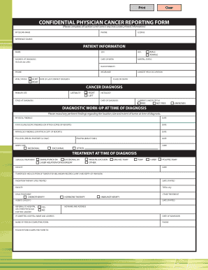 Confidential Physician Cancer Reporting Form