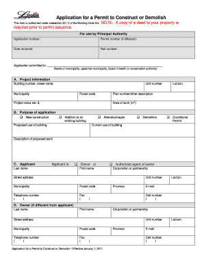 Application for a Permit to Construct or Demolish