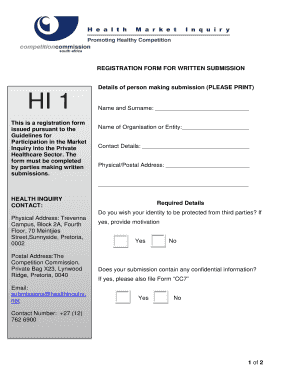 Registration Form for Written Submission