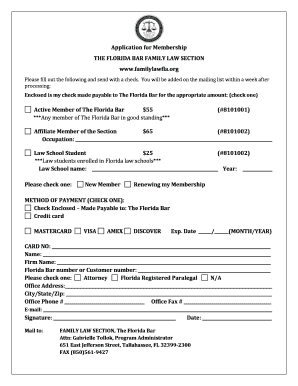 Florida Bar Family Law Section Membership Application