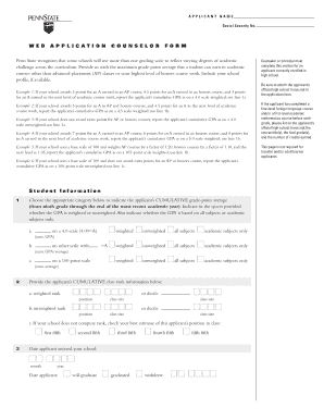 Penn State Web Application Counselor Form