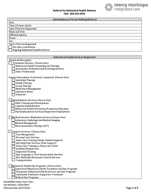 Referral for Behavioral Health Services