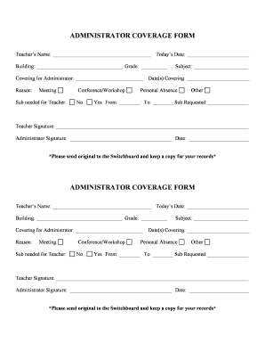 Administrator Coverage Form
