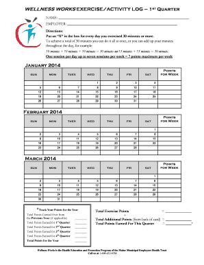 Wellness Works Exercise Activity Log