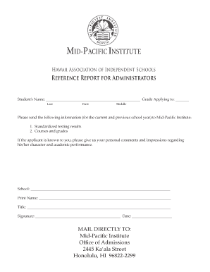 Hawaii Student Reference Report