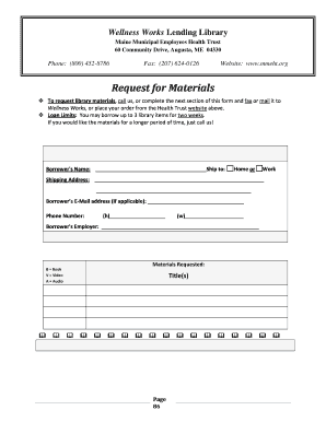 Wellness Works Lending Library Request Form
