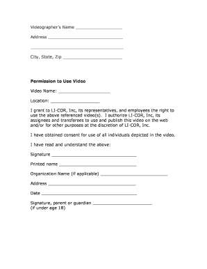 Permission to Use Video Form