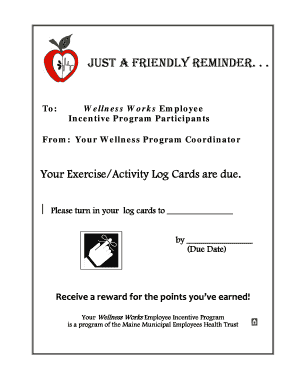 Wellness Works Employee Incentive Program Activity Log