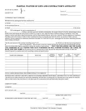 Partial Waiver of Lien and Contractor’s Affidavit
