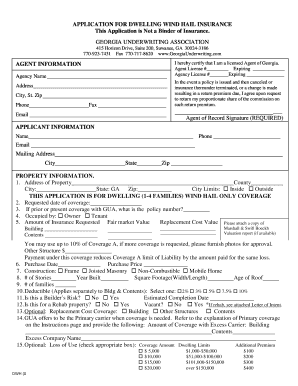 Georgia Dwelling Wind Hail Insurance Application