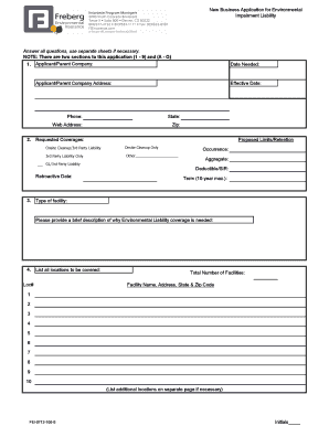 Environmental Impairment Liability Application