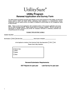 Utility Program Renewal Application and Survey Form