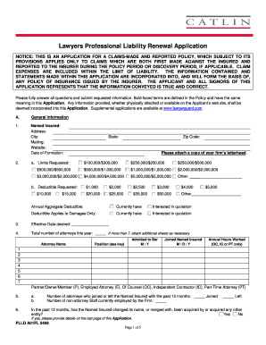 Lawyers Professional Liability Renewal Application