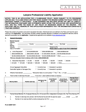 Lawyers Professional Liability Application