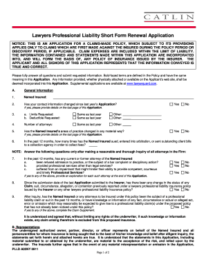 Lawyers Professional Liability Short Form Renewal Application