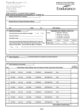 Environmental Impairment Liability Application