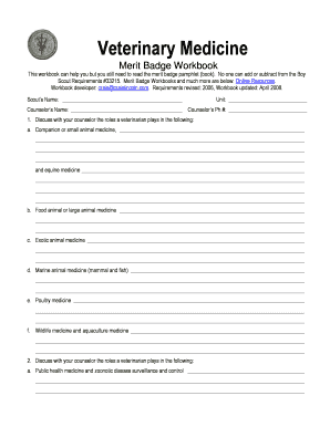 Veterinary Medicine Merit Badge Workbook
