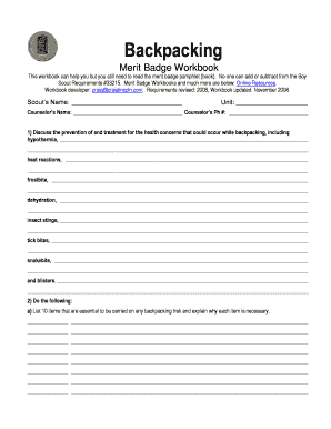 Backpacking Merit Badge Workbook