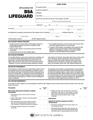 BSA Lifeguard Application Form