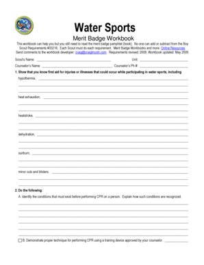 Water Sports Merit Badge Workbook