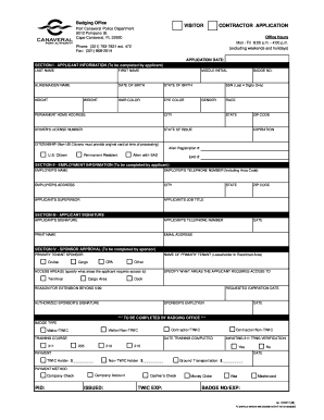 Port Canaveral Contractor Visitor Badge Application