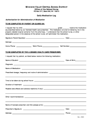 Authorization for Administration of Medication