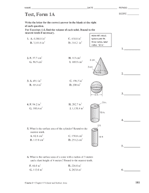 Math Test Form 1A