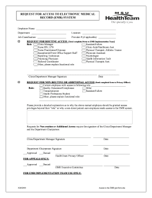 Request for Access to Electronic Medical Record System