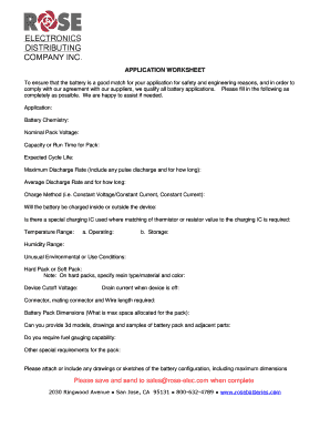 Battery Application Worksheet