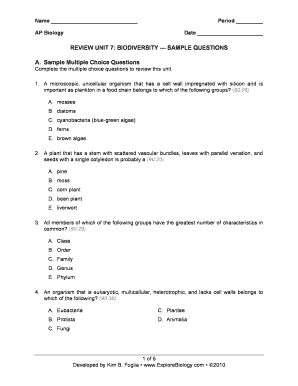 biodiversity survey questions