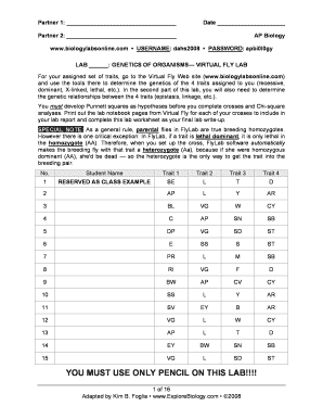 AP Biology Virtual Fly Lab Worksheet