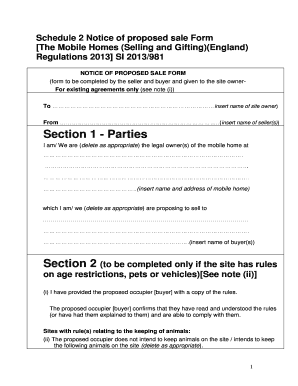 Schedule 2 Notice of Proposed Sale Form
