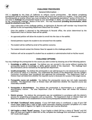 Prerequisite Equivalency Challenge Form