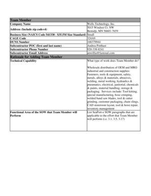 Team Member Information Form