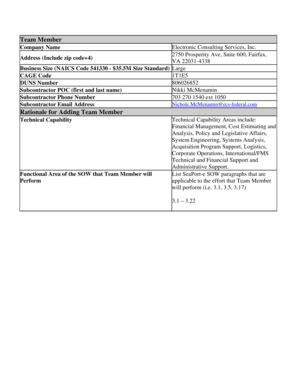 Team Member Information Form