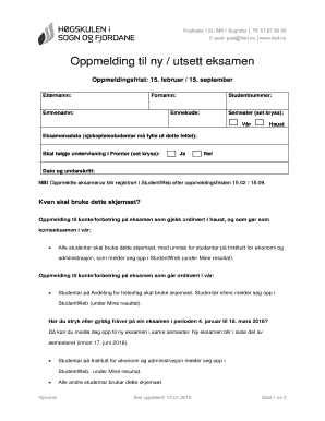 Norwegian Exam Registration Form