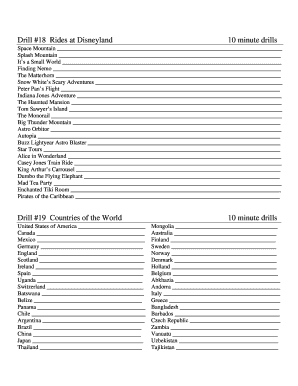 Disneyland Ride Checklist