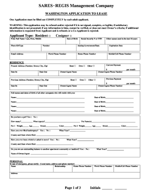 Washington Application to Lease